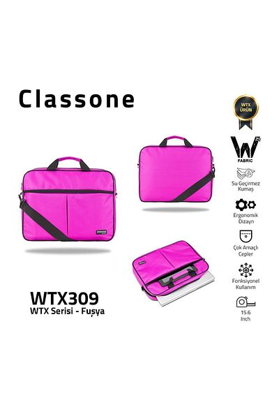 Classone Wtx309 Wtxpro Series 15.6 بوصة قماش مقاوم للماء متوافق، كمبيوتر محمول، حقيبة يد للكمبيوتر المحمول - فوشيا