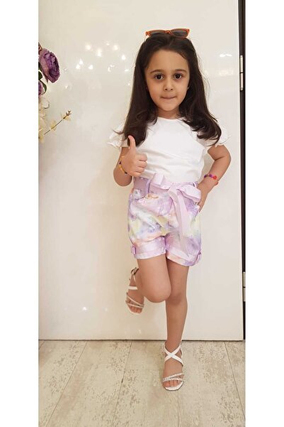 Neon Kız Çocuk Gökkuşağı Desenli Şort 1/2/3/4/5/6/4/8 Yaş