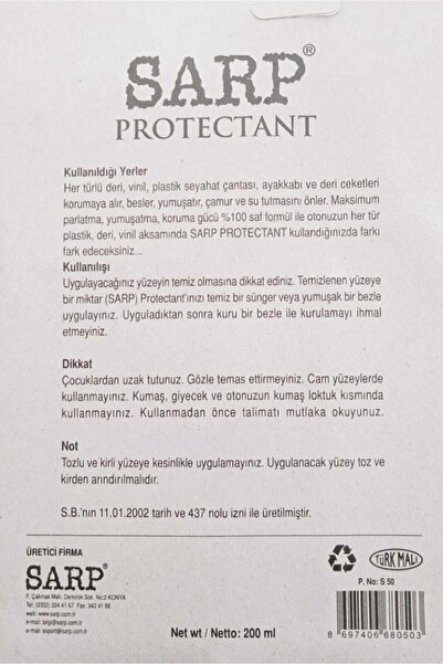 Sarp Badem Yağı Lastik Parlatıcı Deri Ve Vinil Koruyucu Parlatıcı Süngerli