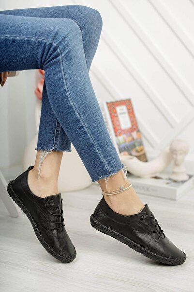 Aleza Shoes Tamamen Hakiki Deri El Yapımı Kadın Günlük Ayakkabı