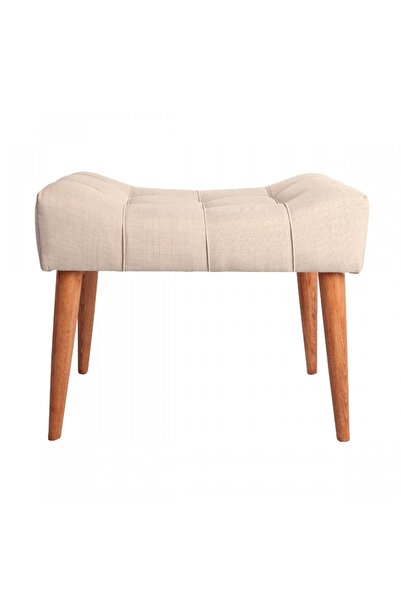 Ünüvar Konsept Puf Bench Ahşap Ayak - Krem