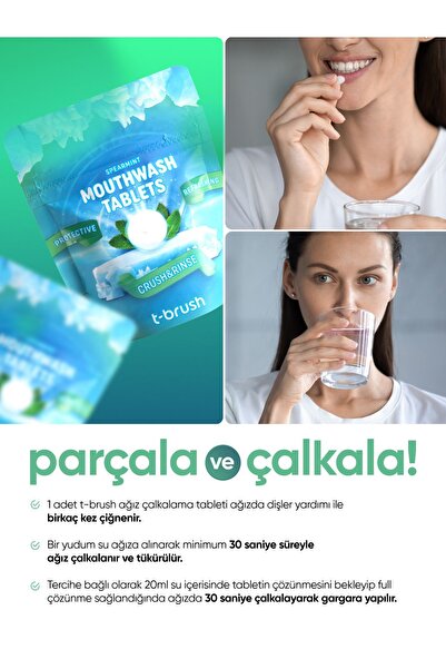 TBRUSH Koruyucu Ve Ferahlatıcı Ağız Çalkalama Tableti , Alkolsüz ve Vegan