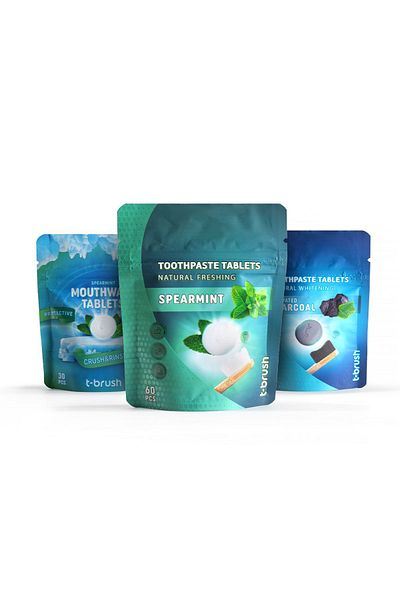 TBRUSH Mint Flavored Toothpaste & Whitening Activated Carbon Toothpaste & Refreshing Mouth Shaking Tablet