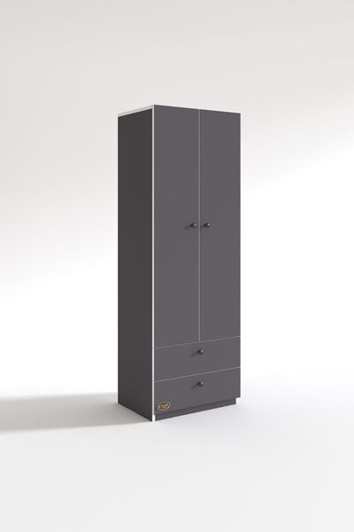 Kenzlife Gardırop 2 Kapılı Kapaklı 2 Çekmeceli Nilüfer Gri 173*60*42 Gardolap Dolap Ofis