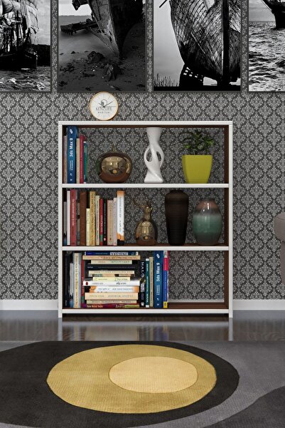 Kenzlife Kitaplık Süper Ga 090*80*19 Cvz 3 Katlı Tek Bölme Ofis Mutfak Banyo Dolabı Arkalıksız