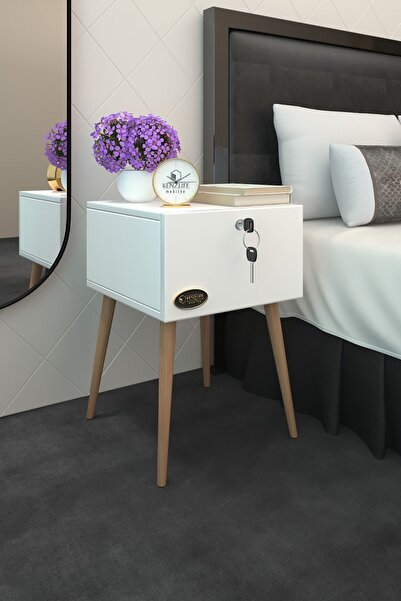 Kenzlife Komodin Çıntay Byz 57*39*39 Çekmeceli Kilitli Ahşap Ayaklı Komidin
