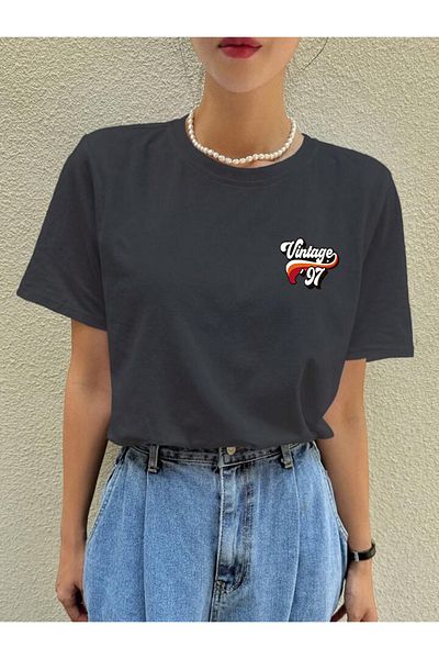 FAVORİST 97 Vintage Printed - Βαμβακερό κοντομάνικο μπλουζάκι Oversize