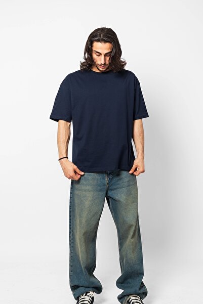 Sekizbiraltı 816 Design Premium Navy Blue Oversize T-Shirt