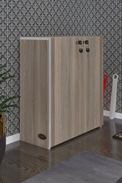 Kenzlife Ayakkabılık Ayakkabı Dolabı Kilitli Be Real Crd 080*70*32 Kapaklı Arkalıklı Ofis Dolabı