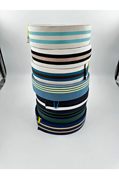 paşateks since 1995 şekil 4 cm jakar lastik çizgili renkli (7 renk) 7 metre