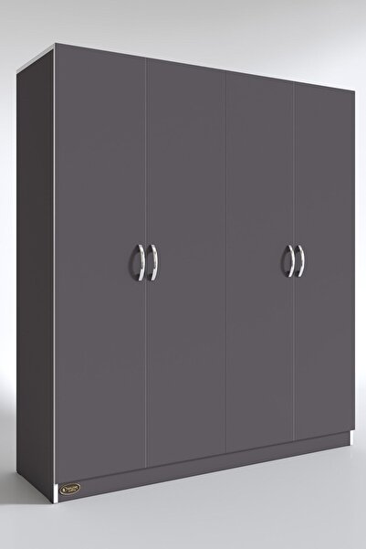 Kenzlife Gardırop 4 Kapılı Kaktüs 180*160*52 Gri Xlarge Kapaklı Gardolap Dolap