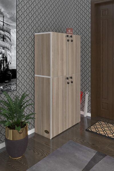 Kenzlife Ayakkabılık Ayakkabı Dolabı Kilitli Be Real Crd 140*70*32 Kapaklı Arkalıklı Ofis Dolabı İki Bölme