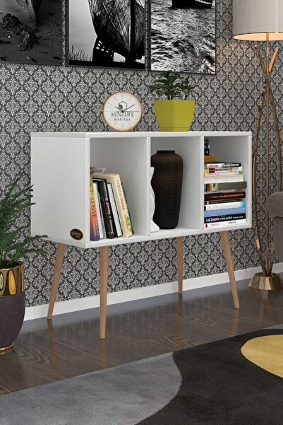 Kenzlife Komodin Adberilgen Byz 74*90*39 Ahşap Ayaklı Komidin Kitaplık