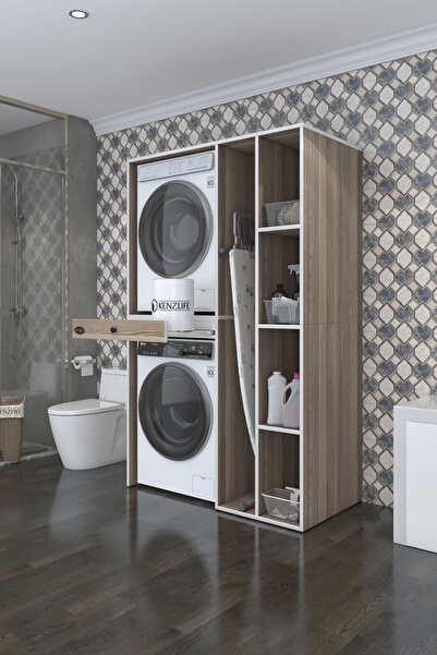 Kenzlife Çamaşır-Kurutma Makinesi Dolabı Gutas Sağ Crd 187*120*60 Çekmeceli B...