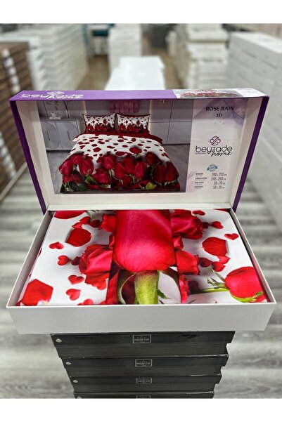 BEYZADE HOME طقم غطاء لحاف مزدوج ثلاثي الأبعاد 6 قطع روز راين