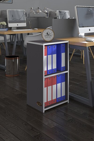 Kenzlife Klasörlük Raflı Attila Gri 70*40*30 Kitaplık Ofis Arkalıksız