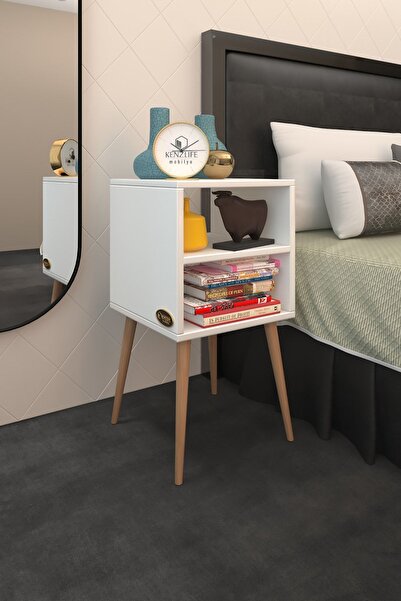Kenzlife Komodin Erkeli Byz 74*39*39 Ahşap Ayaklı Komidin Kitaplık
