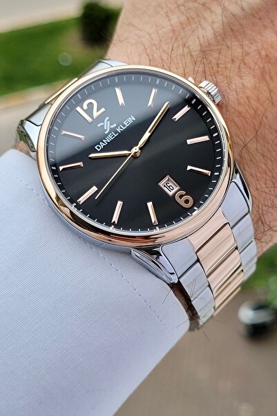 Daniel Klein Kadranı Siyah Rose Gümüş Renk Takvimli Ayarlanabilir Kordonlu Er...