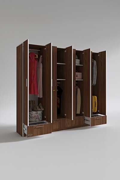 Kenzlife Gardırop 8 Kapılı 4 Çekmeceli Zambak 182*200*42 Cvz Kapaklı Gardolap Dolap