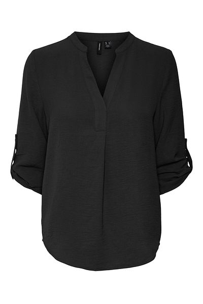 Veromoda Curve Top Normal geschnittenes V-Ausschnitt-Curve-umgeschlagenes Ärmelbündchen-Top