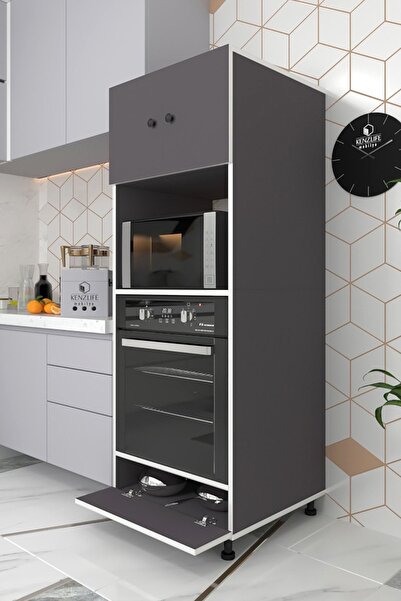 Kenzlife Fırın Dolabı Halide Gri 162*60*56 Mutfak Kapaklı Ayaklı Banyo Kiler ...