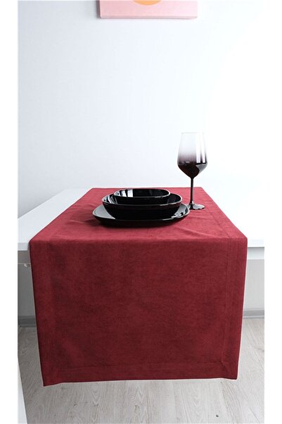 GOCCIA HOME 2'li Kadife Dokulu Runner Bordo