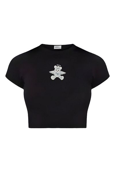Carpe Black Men's Crop Top - Angel Bear Pattern