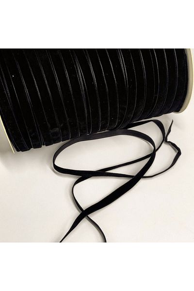 kadifecim 5 Meters Black Velvet Ribbon - 1 Cm