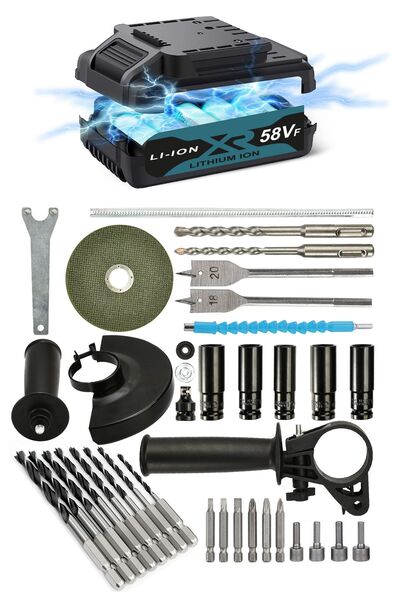 POWER BLACK 4 LÜ SET PROFESYONEL ŞARJLI MATKAP HİLTİ TAŞLAMA BÜYÜK SOMUN  SIKMA ULTRA GÜÇLENDRİLMİŞ