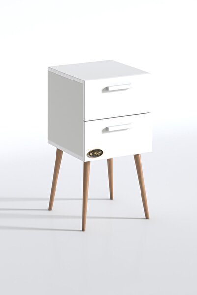 Kenzlife Komodin Donatur Byz 74*39*39 Çift Çekmeceli Ahşap Ayaklı Komidin