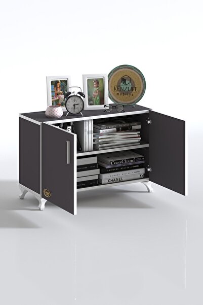 Kenzlife 2 Kapılı Dolap Rabia 048*070*032 Gri Kapaklı Ayaklı Banyo Mutfak Ofis Kitaplık Ayakkabılık Kiler