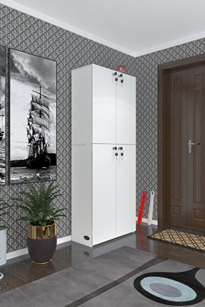 Kenzlife Ayakkabılık Ayakkabı Dolabı Kilitli Gutan Byz 180*70*32 Kapaklı Ofis Dolabı İki Bölme