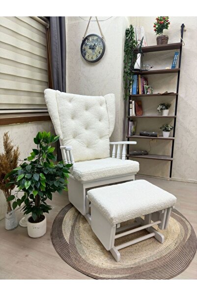 Asedia Mama Puflu Lake Teddy Krem Minderli Puflu Sallanan Sandalye Emzirme Ko...