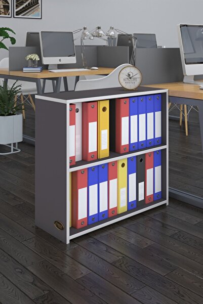 Kenzlife Klasörlük Raflı Burutay Gri 70*80*30 Kitaplık Ofis Arkalıksız