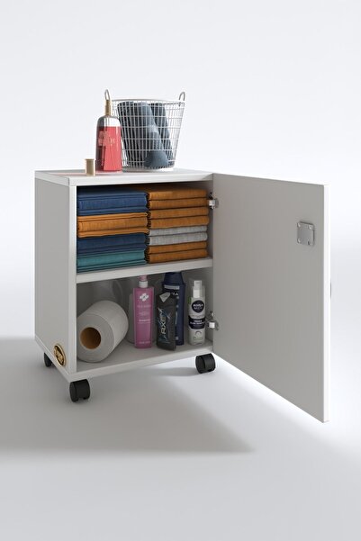 Kenzlife Mutfak Dolabı Zehra 068*030*032 Byz Kilitli Tekerlekli Banyo Evrak Ofis Kitaplık Ayakkabılık Kiler