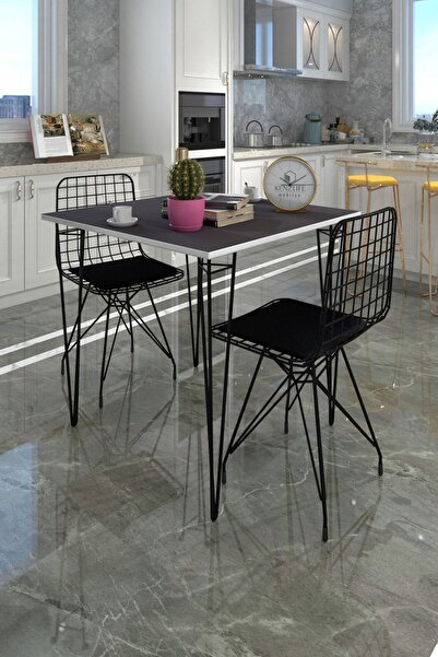 Kenzlife Knsz Masa Sandalye Takımı Hem75Mazlum Grisyh 060*060 2 Sandalye Syhsyh