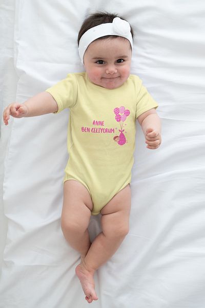 ADABEBEK Mommy I'm Coming Printed Snap Body - Zıbın 10067