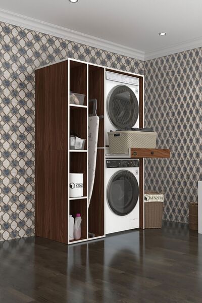Kenzlife Çamaşır-Kurutma Makinesi Dolabı Gutas Sol Cvz 187*120*60 Çekmeceli B...