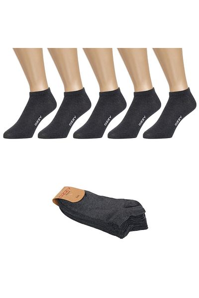 Ozzy Socks 5 ζευγάρια βαμβακερά μποτάκια ανθρακί χωρίς ραφές Καλοκαιρινές κάλτσες με ανθεκτικό τακούνι και δάχτυλο