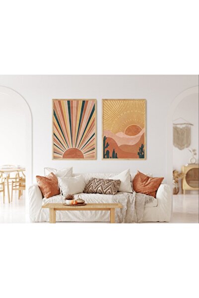 woodhomeworks Ahşap Çerçeveli 2 Li Soyut Tablo Qmmt35