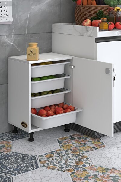 Kenzlife Sepetli Kilitli Mutfak Dolabı Ruberukilit Byz 062X45X30 Banyo Çamaşı...