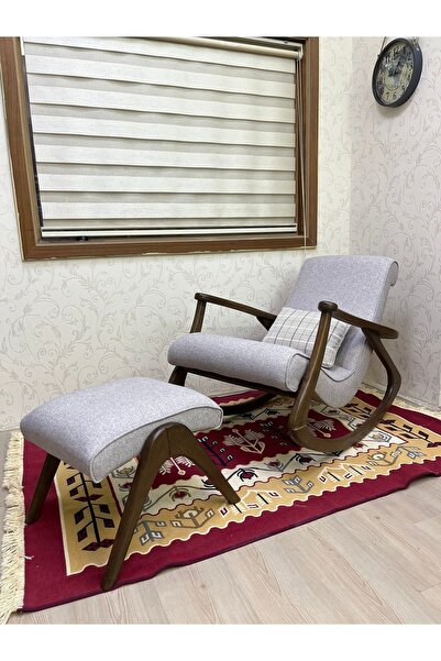 Asedia Ekol Ceviz Taş Gri Ahşap Sallanan Sandalye Dinlenme Emzirme Baba Tv Ok...