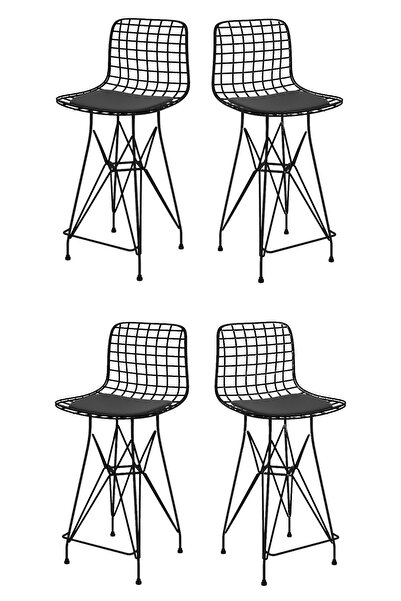 Kenzlife Knsz Orta Boy Tel Bar Sandalyesi 4 Lü Mağrur Syhsyh 65 Cm Oturma Yük...