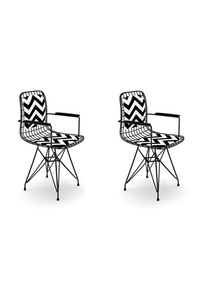 Kenzlife Knsz Kafes Tel Sandalyesi 2 Li Mazlum Syhaldo Kolçaklı Sırt Minderli Ofis Cafe Bahçe Mutfak