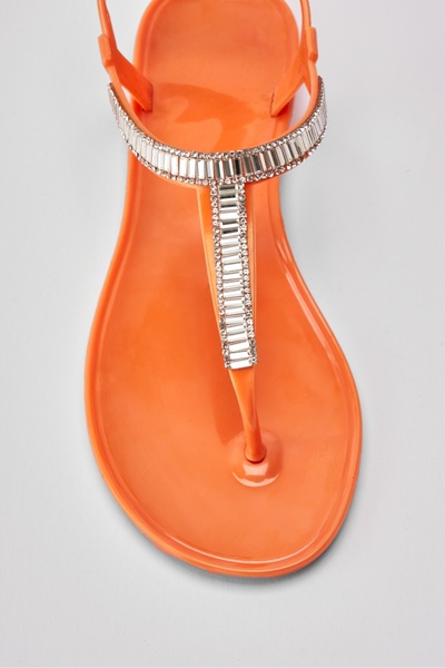 OZYO Mia Orange Jewelled - Flip Flop Gel Summer Daily Sandals
