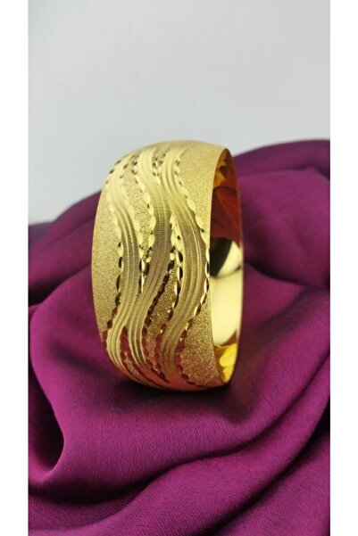 barisiva gold 22 Ayar Altın Kaplama Kadın 4 cm Eninde Bilezik