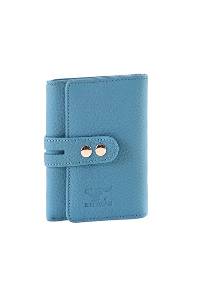 Vilas Hakiki Deri Mavi Gold Kadın Cüzdan - Kartlık