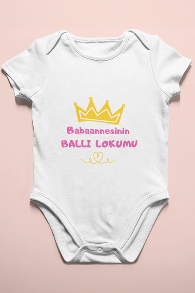 ADABEBEK Baby Bodysuit Snap Fastener Badi Grandma's Honey Delight Written Baby Girl Printed Snap Fastener Bodysuit 15649