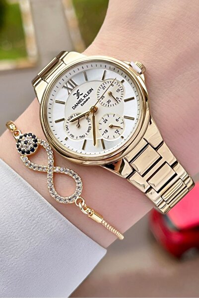 Daniel Klein Gold Renk Ayarlanabilir Kordonlu Fonksiyonel Kadın Kol Saati Ve Bileklik Dkgnct925