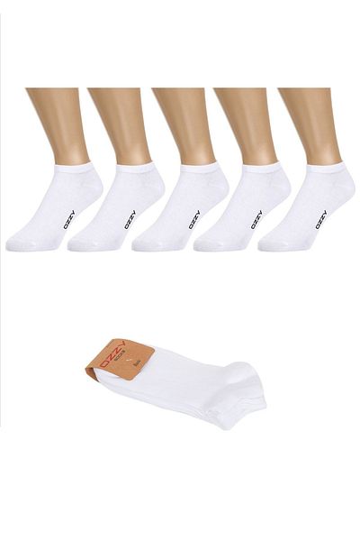 Ozzy Socks 5 Ζεύγη άνευ ραφής βαμβακερά λευκά μποτάκια Κάλτσες Καλοκαιρινή ανθεκτική φτέρνα και δάχτυλα